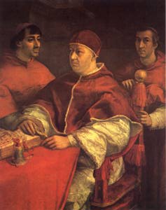 Ritratto di Leone X con due cardinali