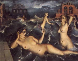 Paul Delvaux: Ninfe al bagno