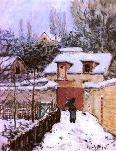 Alfred Sisley: Il sentiero dell'Etarché a Louveciennes, sotto la neve